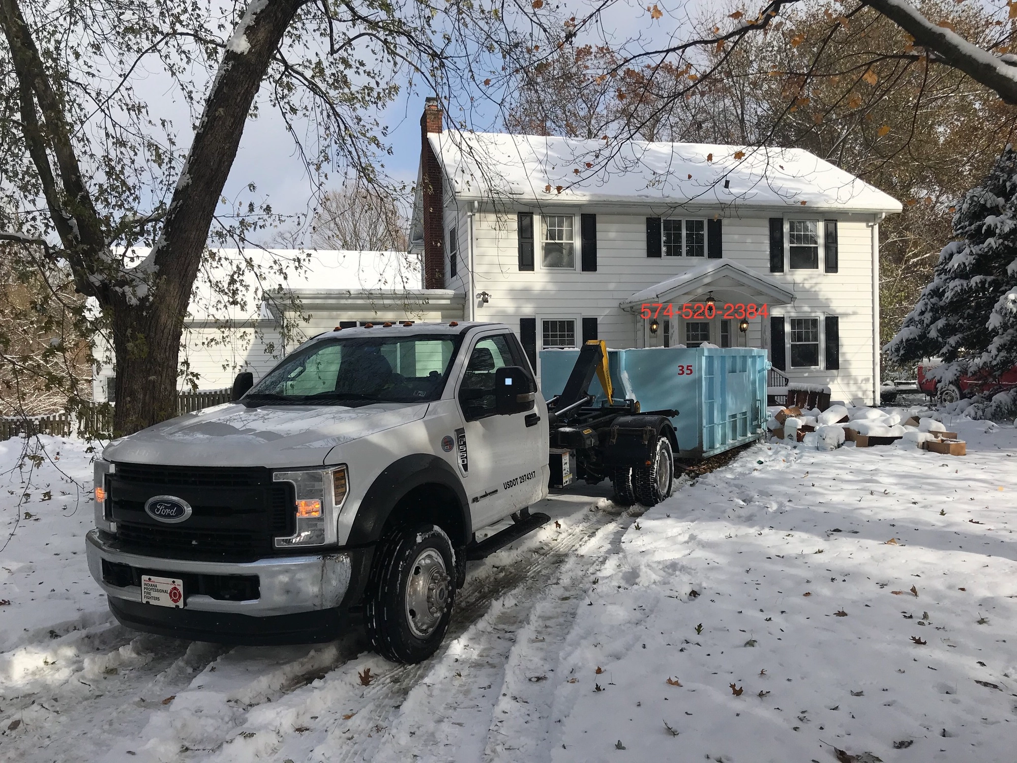 Fire Bins dumpster truck serving the Granger area